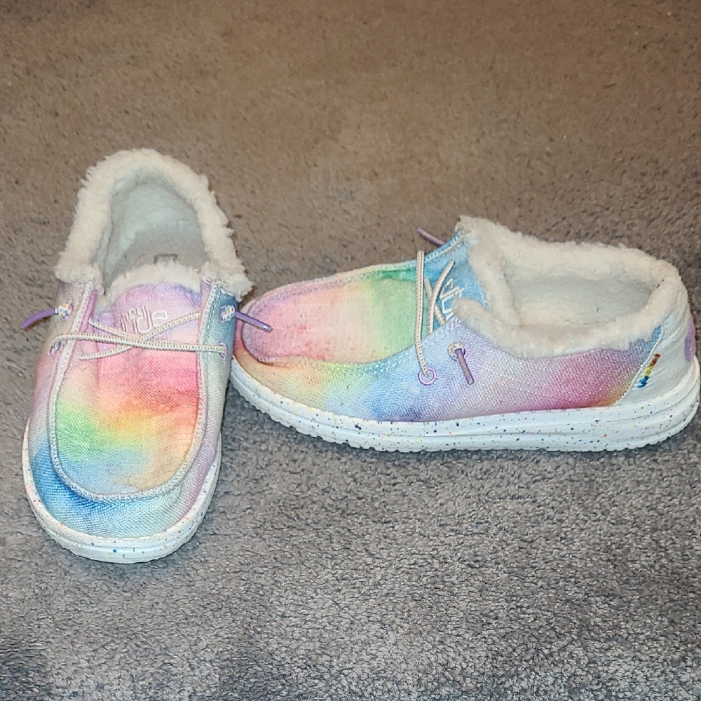Tie-Dye Slip-On Faux Fur Lined Casual Shoes